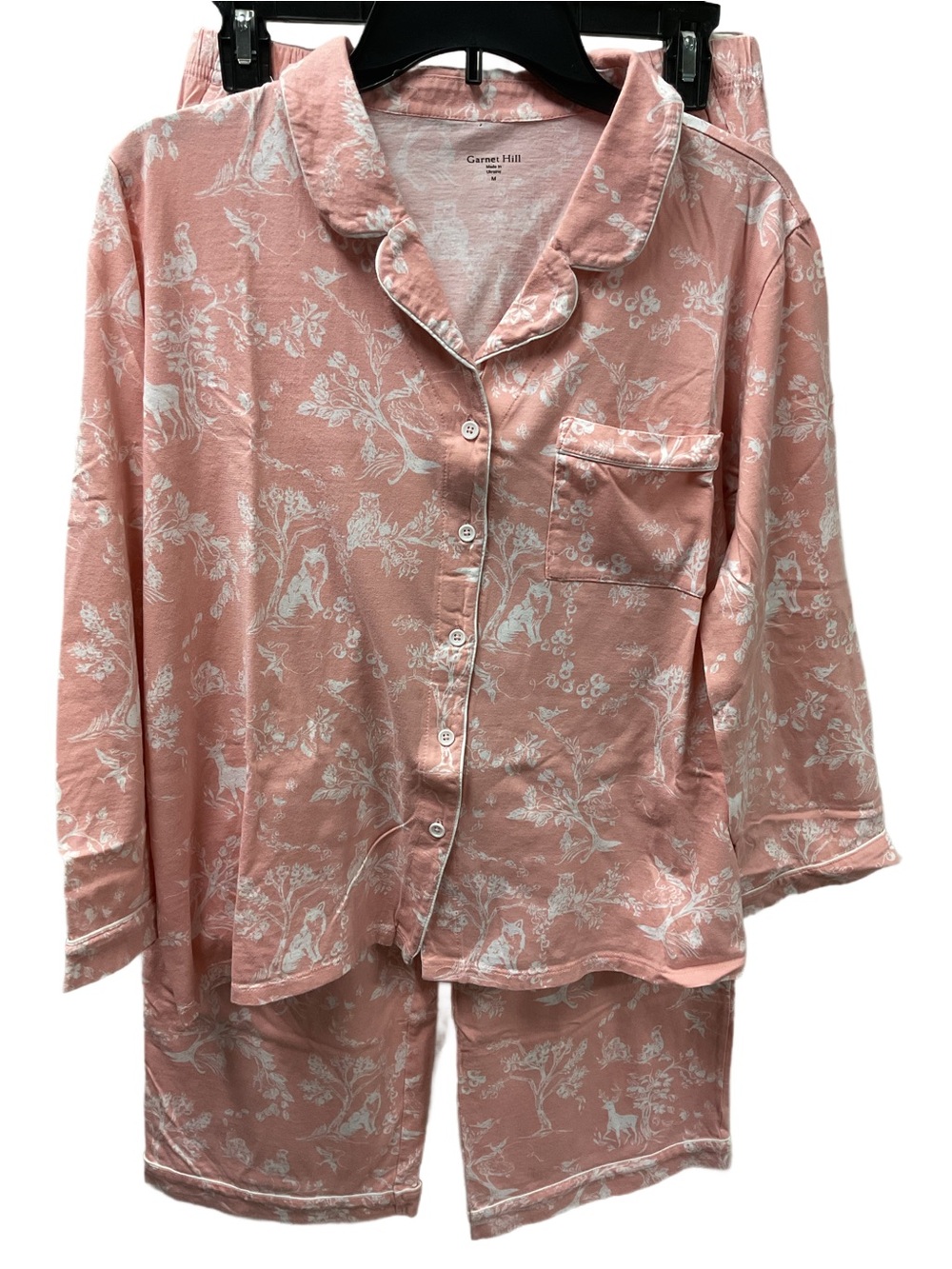Garnet Hill Coral Pink Floral Woman’s Pajama Set